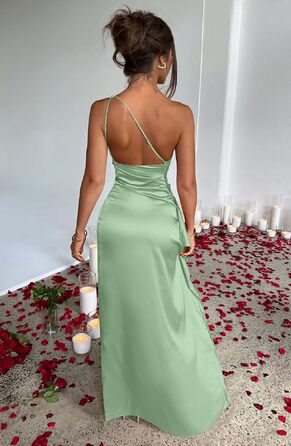 Сукня коктейльна жіноча Memorieea One Shoulder, високий розріз, чорна, XL (Salbei) - ідеальна для вечірки та весілля