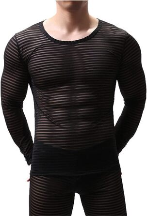 Чоловіча футболка з довгим рукавом, прозора, в смужку, білий колір