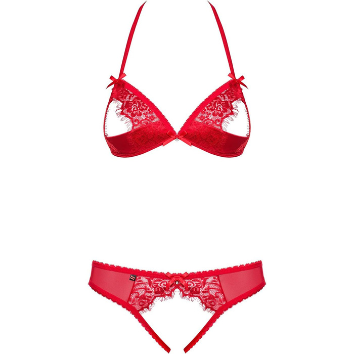 Сексуальний жіночий комплект нижньої білизни Selente Love & Fun: бюстгальтер, трусики та шовкова маска для очей, червоний, EU L-XL