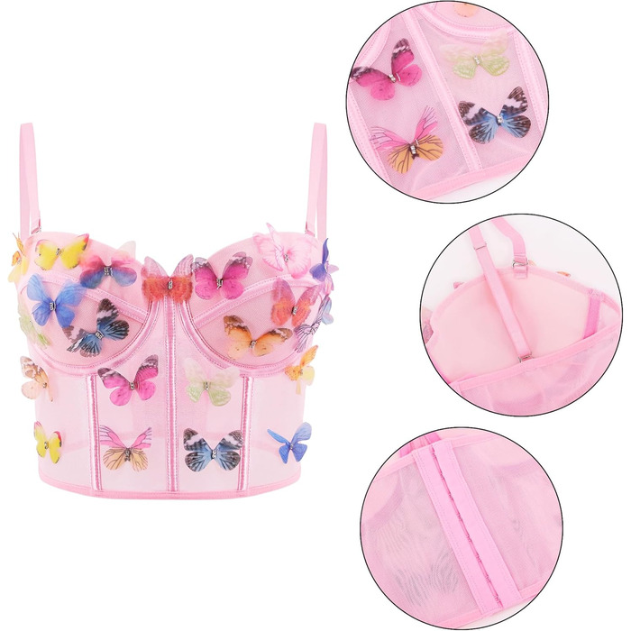 Топ-бралетта Tetudineu з квітковою вишивкою, рожевий (L)