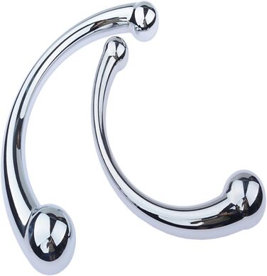 Масажний стрижень Doppekopf Dido з подвійним кінчиком (срібло) для чоловіків та жінок