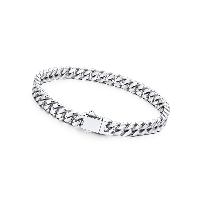 Чоловічий браслет Richsteel Cuban Link зі сталі 316L, ланцюг у стилі хіп-хоп (сріблястий, 5 мм, 23 см) — подарункова упаковка