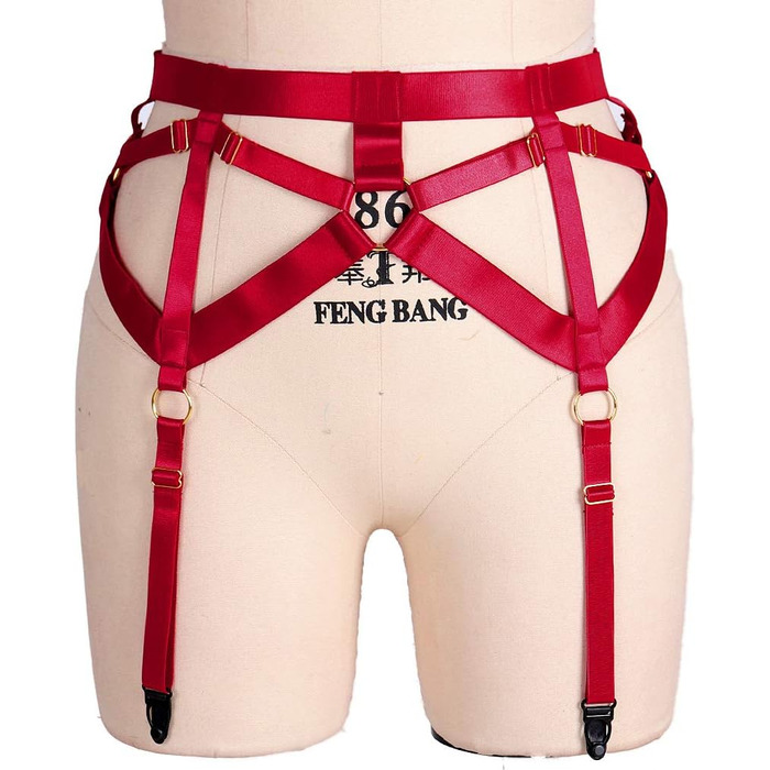 Жіночий готичний корсет-стрінг з 4 кліпсами, пояс-стрінг, готичний стиль, універсальний розмір, бордовий колір