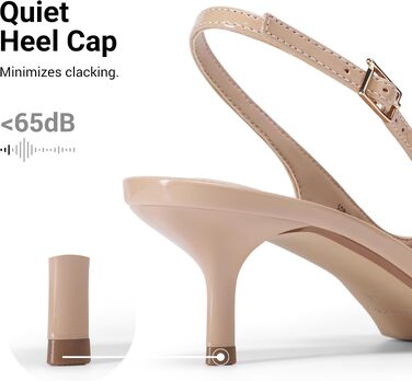 Жіночі туфлі-слінгбеки DREAM PAIRS на підборах kitten heel, бежеві (нюд), розмір 40.5 EU