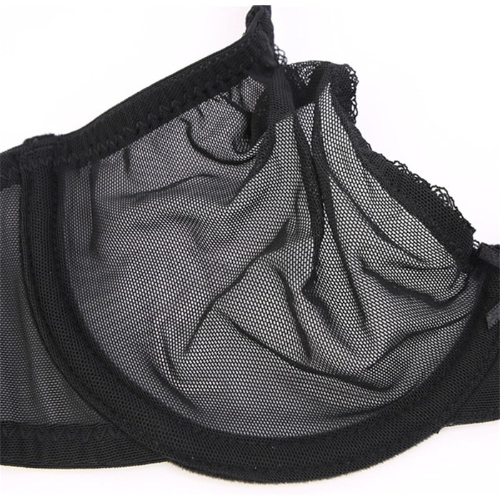 Сексуальний жіночий комплект спідньої білизни DKLOVIFU: мереживний бюстгальтер та мереживні шкарпетки, прозорий сітчастий дизайн, бежевий колір, розмір M