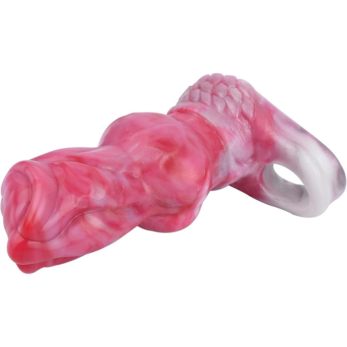 Реалістичний секс-іграшка для чоловіків у вигляді пса - реалістичний дилда з кільцем, з рідкого силікону, збільшує, рожевий, розмір S