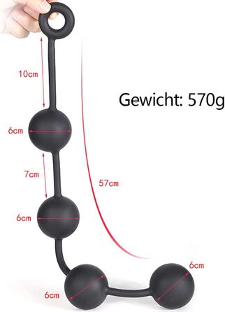 Анальні кулі Guspiun з ланцюгом (4 шт., Ø 60 мм), силікон. Іграшки для анал-сексу, мастурбатор, для чоловіків та жінок. Чорний колір