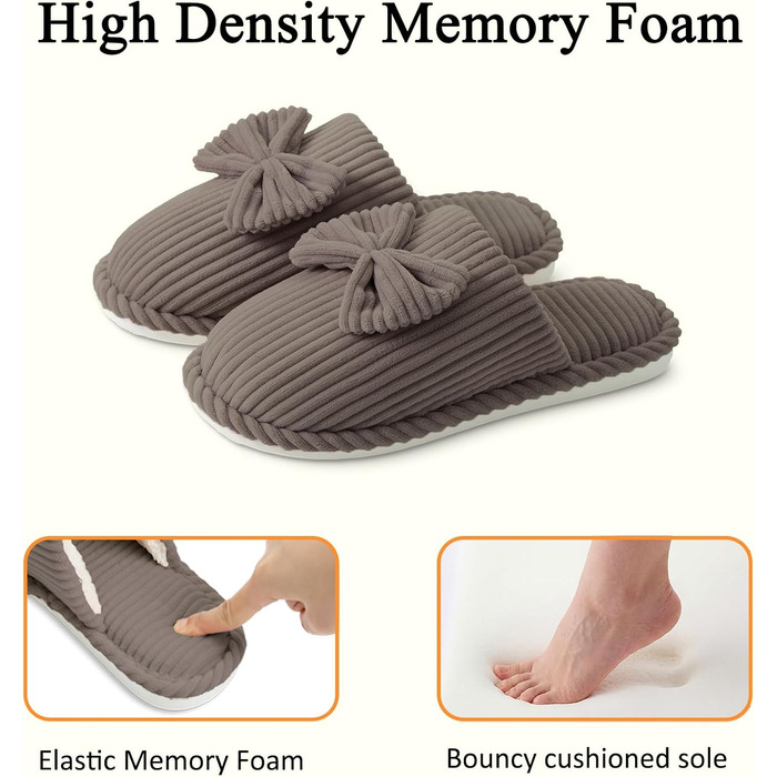 Жіночі зимові капці Coswind з ефектом пам'яті Memory Foam, велюрові тапочки з плюшевою підкладкою, колір кавовий (розмір 40.5/42 EU)