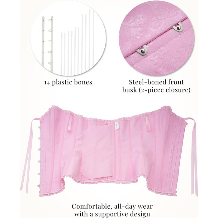 Корсетний топ SZIVYSHI для повного бюсту: готичний корсет, бюстгальтер, рожевий