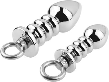 Анальний масажер Ruikan з кільцем для тяги, набір 3 шт. (S, M, L) - сталь, стимулятор G-точки, для жінок та чоловіків
