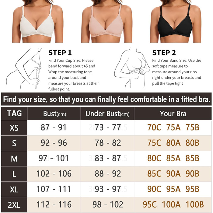 Трикутник бюстгальтер WOWENY без кісточок, бралетт, безшовний, з м'якими чашечками, для топу, бюстгальтер V-подібного вирізу, з подовжувачем, бежевий, розмір S