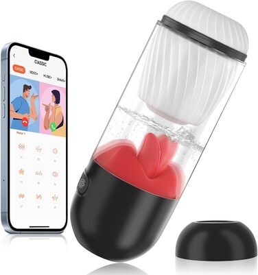 Електричний мастурбатор для чоловіків HXLXW з 9 рівнями вібрації та 360° змащуванням, стимулятор головки з керуванням через додаток, секс-іграшки для чоловіків