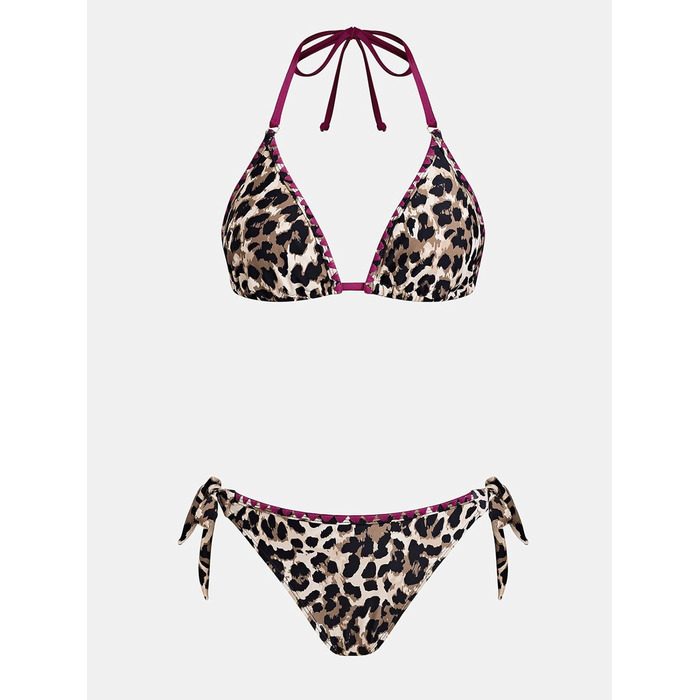 Bikini CUPSHE Daen: Комплект з трикутним топом та низькою талією, блакитний з леопардовим принтом (L)