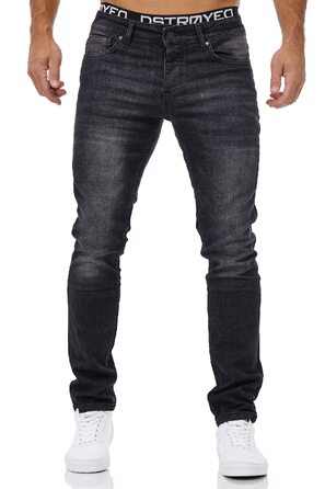 Чоловічі джинси MERISH Slim Fit з ефектом Stretch, дизайнерські денімові штани, чорні (42W / 32L, арт. 9148-2100)