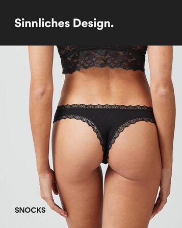 Танга жіночі Snocks з мережива з органічної бавовни – дихаючі та комфортні, не ріжуть – сексуальні труси та білизна для жінок, розмір XS - 4XL, 3 шт. в упаковці