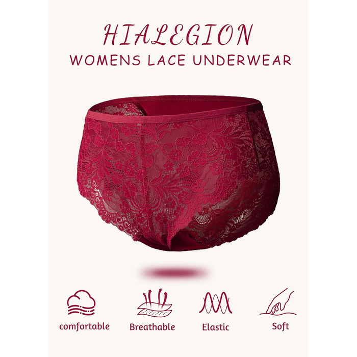 Сліпекс жіночі мереживні, безшовні, великі розміри, 6 шт. (чорний*2, червоний*2, рожевий*2)