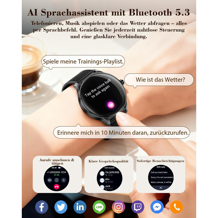 Смарт-годинник WalkerFit для жінок, круглий AMOLED дисплей 1.43