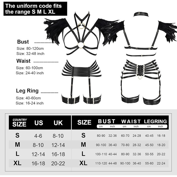Набір пір'я для жінок PETMHS: корсет, бюстгальтер, клітка, готичний стиль, карнавал, фестувал, костюм (чорний, довгий)