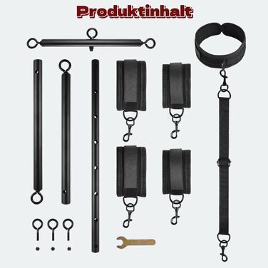 Розпірка для бондажу з металу, наручники та кайдани для ніг BDSM для пар (чорний)