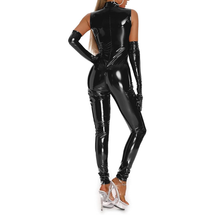 Комбінезон жіночий без рукавів GRRKDFQ Eische з блискавкою в паховій області (Чорний, S)