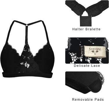 Шекіні: Безкаркасний бюстгальтер без бретелів з застібкою спереду, мереживний бра, трикутник, бюстгальтер з підкладкою, сексуальний топ-кроп, білий (чорний, L)