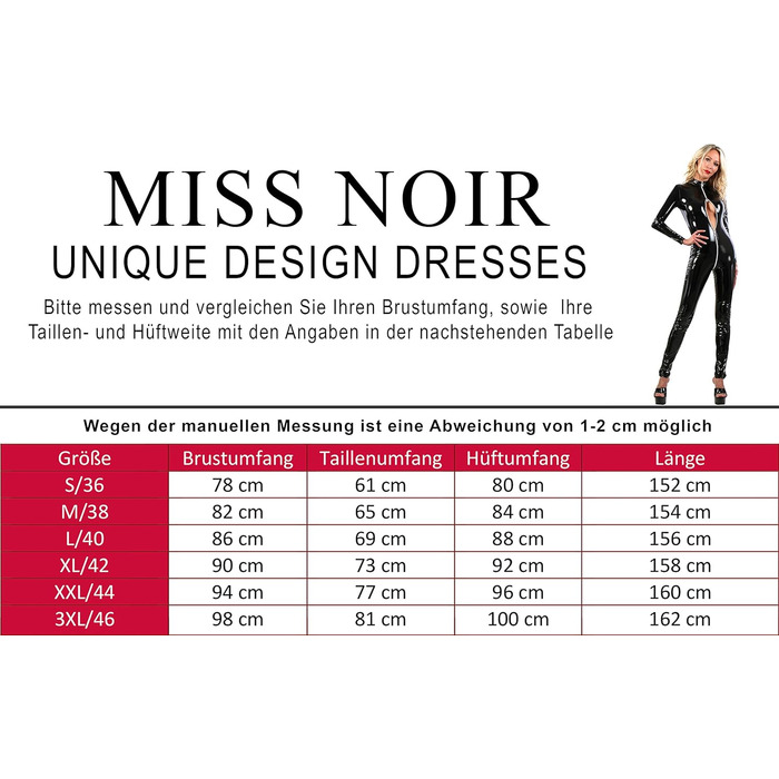 Комбінезон MISS NOIR з вінілу Wetlook, S-3XL, червоний (112VI-RD)