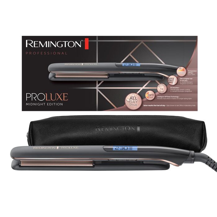 Випрямляч для волосся Remington PROluxe Midnight S9100B з керамічними пластинами 110 мм, OPTIheat, 150-230°C