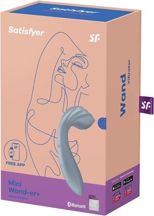 Satisfyer Mini Wand-er Connect App: вібратор для тіла з Bluetooth та керуванням через додаток | Водонепроникний (IPX7) | Компактний дизайн сірого кольору | Стимуляція G-точки та клітора для жінок