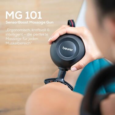 Перкусійний масажер Beurer MG 185 Massagepistole: масажний пістолет з 5 насадками, 9 рівнями інтенсивності та акумулятором для глибокого розслаблення м'язів