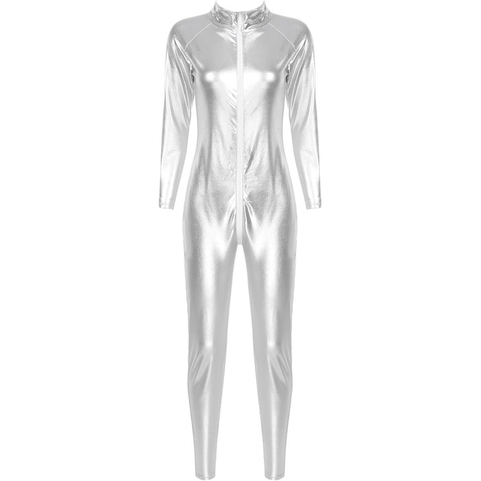 Жіночий комбінезон з довгим рукавом GRRKDFQ срібного кольору, розмір XXL