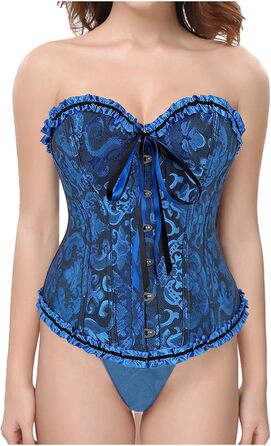 Жіноче корсетне приглудне (корсет-бюстгальтер) з корсетом над грудьми, темно-синій, M