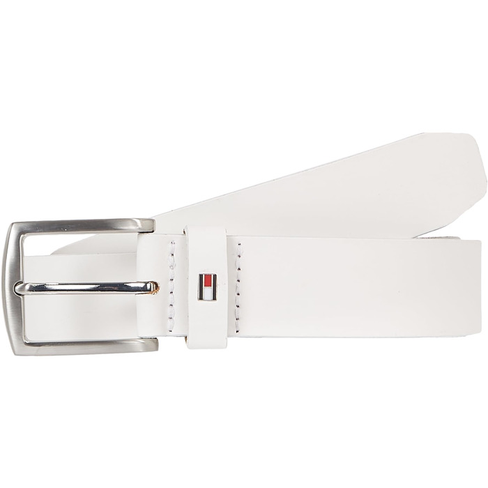 Чоловічий шкіряний ремінь Tommy Hilfiger New Denton 3.5, білий (Optic White), розмір W85