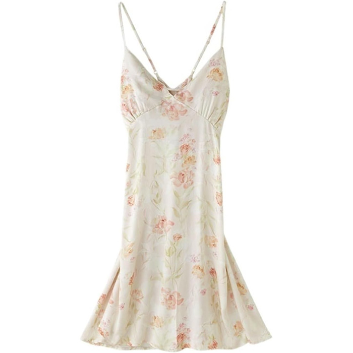 Нічна сорочка для жінок PBHGMGEBLV - сексуальна піжама з відкритим верхом та шлейками, біла, розмір M (52.5~60кг)