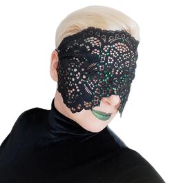 Ручна вишита мереживна маска на обличчя з камінням для жінок, чорна маска для маскараду, балу, карнавалу, весілля, бурлеску, косплею, Марді Гра (чорний колір, зелені камінці)