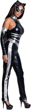 Латексний жіночий костюм-комбінезон з ефектом лаку. Чорний еротичний костюм для дорослих. Ідеально для Хелловіну та карнавалу.