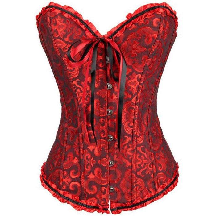 Корсет жіночий сексуальний, корсаж вінтажний готичний, бюстгальтер корсет у стилі стимпанк, топ корсет для жінок з великою грудьми, корсаж-шнурівка, талія, спідня білизна, корсет поверх бюсту, корсет вампір (4XL, червоний)