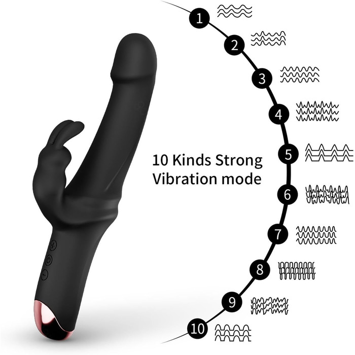 Вібратор Rabbit з силікону для G-точки. 10 режимів вібрації. Чорний колір. Іграшки для дорослих