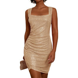 Сукня Grace Karin з паєтками, міні, без рукавів, для вечірки/коктейлю, XXL, золотий шампань