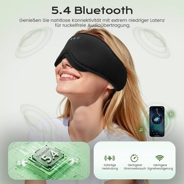 Маска для сну з Bluetooth-навушниками MUSICOZY 5.4, бамбуково-бавовняна повна блокування світла (Blackout), 16 годин автономності, для бічних сновидців та подорожей, колір: деревне вугілля