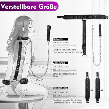 Набір для БДСМ: наручники та комірець з повідком (шкіра), іграшки для пар, шкіряні наручники, повідці для дорослих