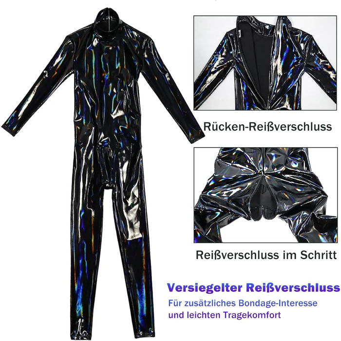 Боді для чоловіків Ohyesbae Laser, блискучий Wet Look, комбінезон з блискавкою, з PU шкіри, боді для SM, легінси, комбінезон, спідня білизна для дресування собак, розмір XXL