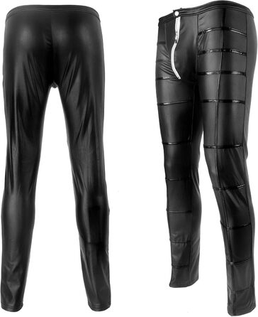 Боді з екошкіри для чоловіків Maeau, блискучий catsuit, леотард, комбінезон, клубний одяг, костюм, шкіряні шорти, мокра шкіра, жилет, для Хелловіну, косплей, чорний, розмір 3, 38