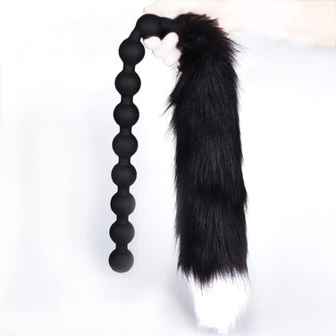 Анальні пробки NAIXBTY з силікону - набір кулястих пробок з ланцюжком для сексуальної стимуляції (S, чорний/чорний)