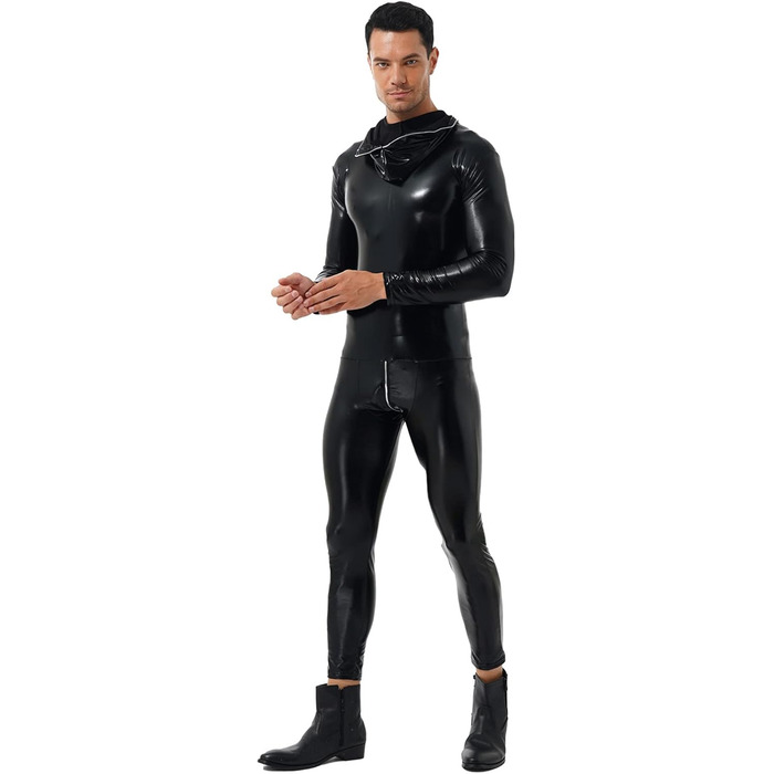 Костюм-комбінезон з латексу YiZYiF для чоловіків, чорний, S-XXL