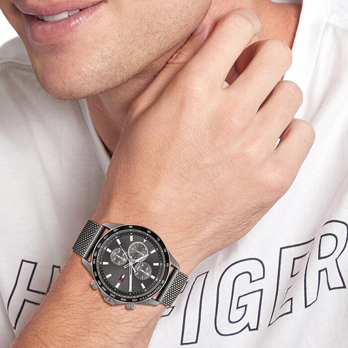 Чоловічий аналоговий кварцовий годинник Tommy Hilfiger (сірий, на ремінці)