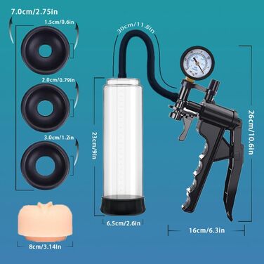 Насос для збільшення пеніса Veyjuns: вакуумний насос, екстендер для ерекції, допомога чоловікам (Set 1)