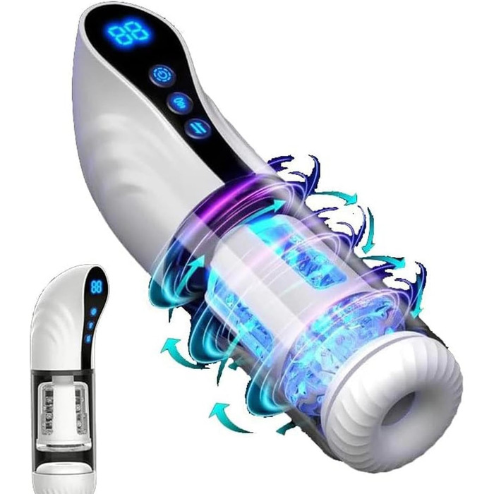 Масажер для чоловіків 2-в-1 з помпою для збільшення, 9 режимів, LCD-дисплей, автоматичний