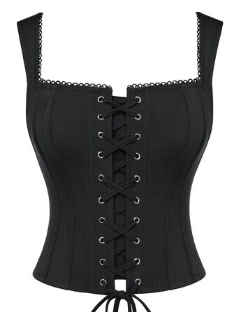 Кокетливий корсет-топ SCARLET DARKNESS: Чорний, стиль Y2K, Ренесанс, Пірат, Готика, Бастіон