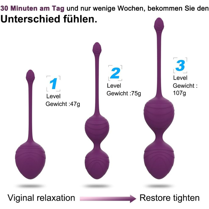 Набір YEVIOR Lust 3er для тренування м'язів тазового дна: 3 масажери, вібратор для жінок з пультом, стимуляція G-точки та клітора, 10 програм, водонепроникний, перезаряджається (фіолетовий)