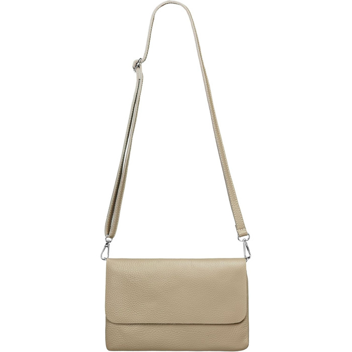 Жіноча шкіряна сумка-клатч Caspar Elegante CLASSIC LINE модель №835, сумка через плече для вечора з регульованим ременем, Made in Italy (Колір: Пісочний)